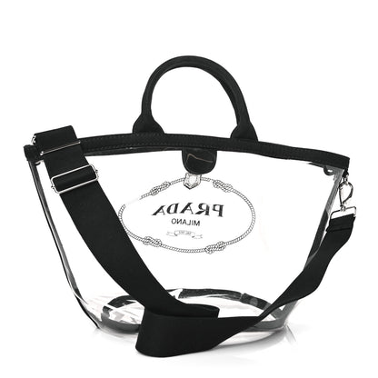 Prada Plexiglass Canapa Small Shopper Tote Black 4 of 9