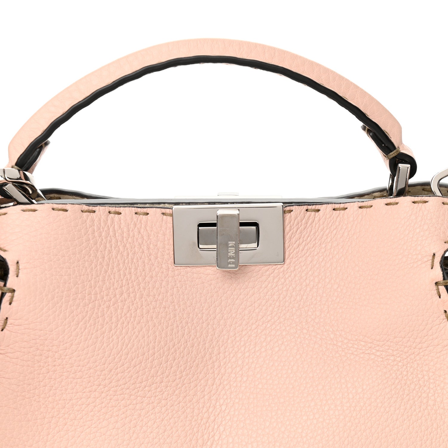Fendi Cuoio Romano Selleria Bi-Color Medium Peekaboo Iconic Essentially Satchel Cipria Latte 8 of 10