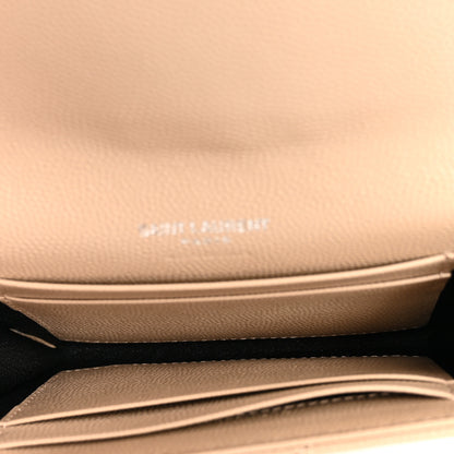 Saint Laurent Grain De Poudre Matelasse Chevron Small Monogram Envelope Wallet Dark Beige 5 of 8