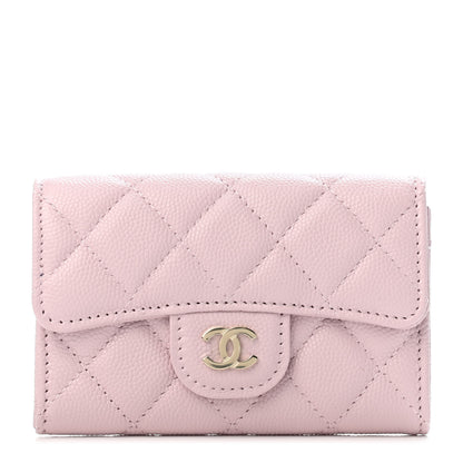 Chanel Caviar Quilted Flap Card Holder Wallet Light Pink 1 of 4