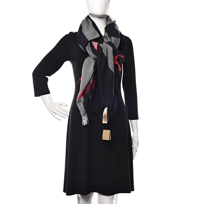 Burberry Merino Wool House Check Scarf Navy 2 of 4