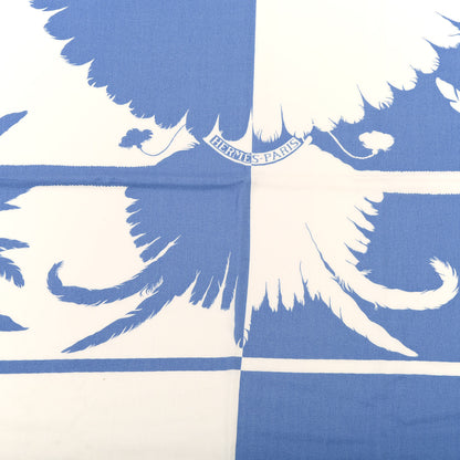 Hermes Cashmere Silk Brazil Tattoo Shawl 140 Bleu Lavande Blanc 2 of 5
