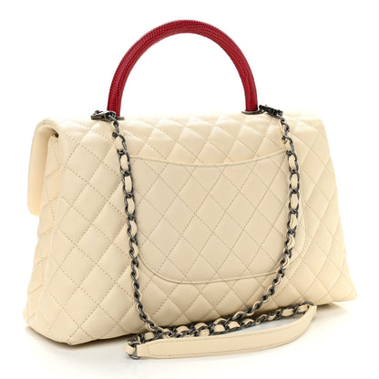 Chanel Caviar Lizard Quilted Medium Coco Handle Flap White 2 of 9