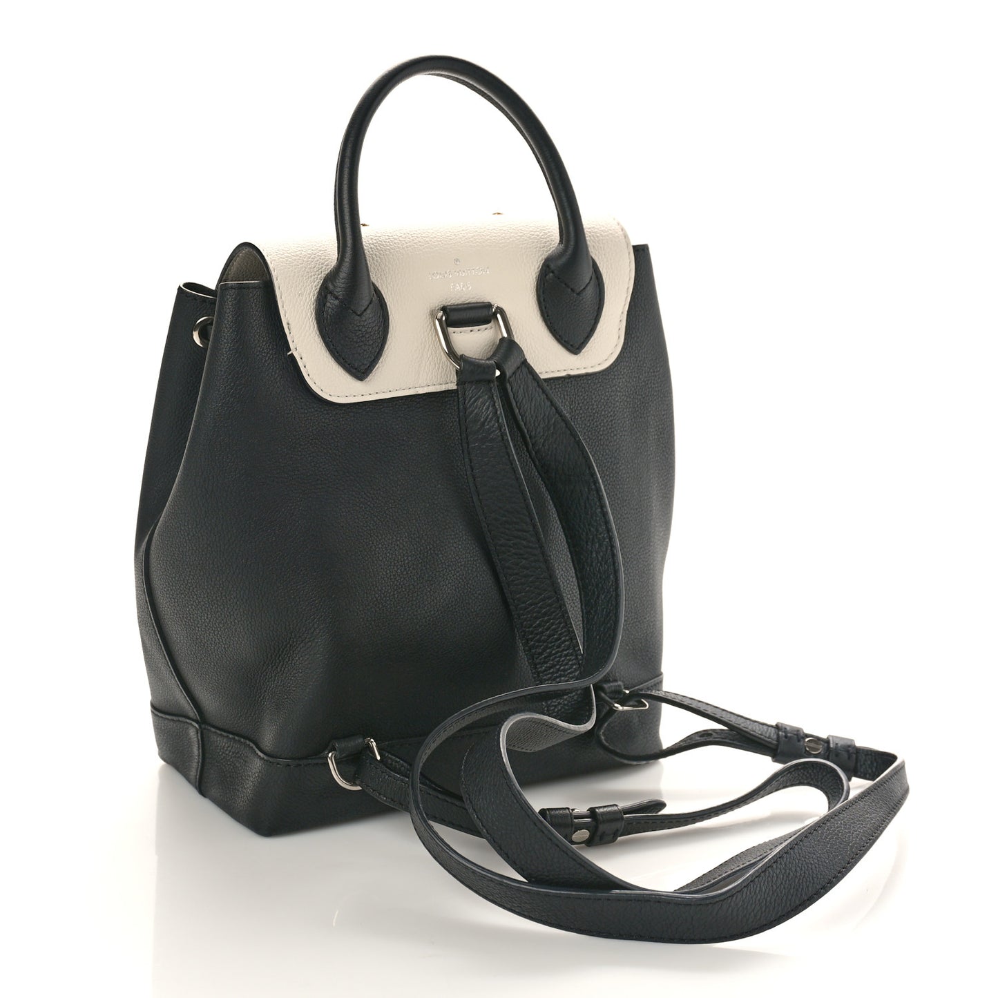 Calfskin Mechanical Flowers Lockme Backpack Black White