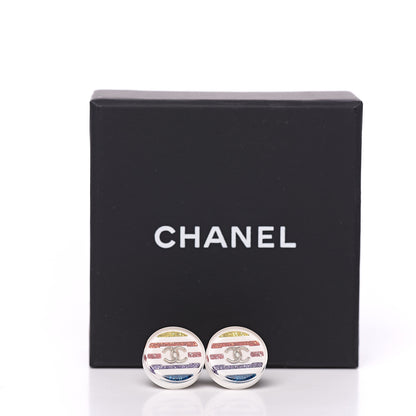 Chanel Resin Crystal CC Earrings White Multicolor 5 of 5