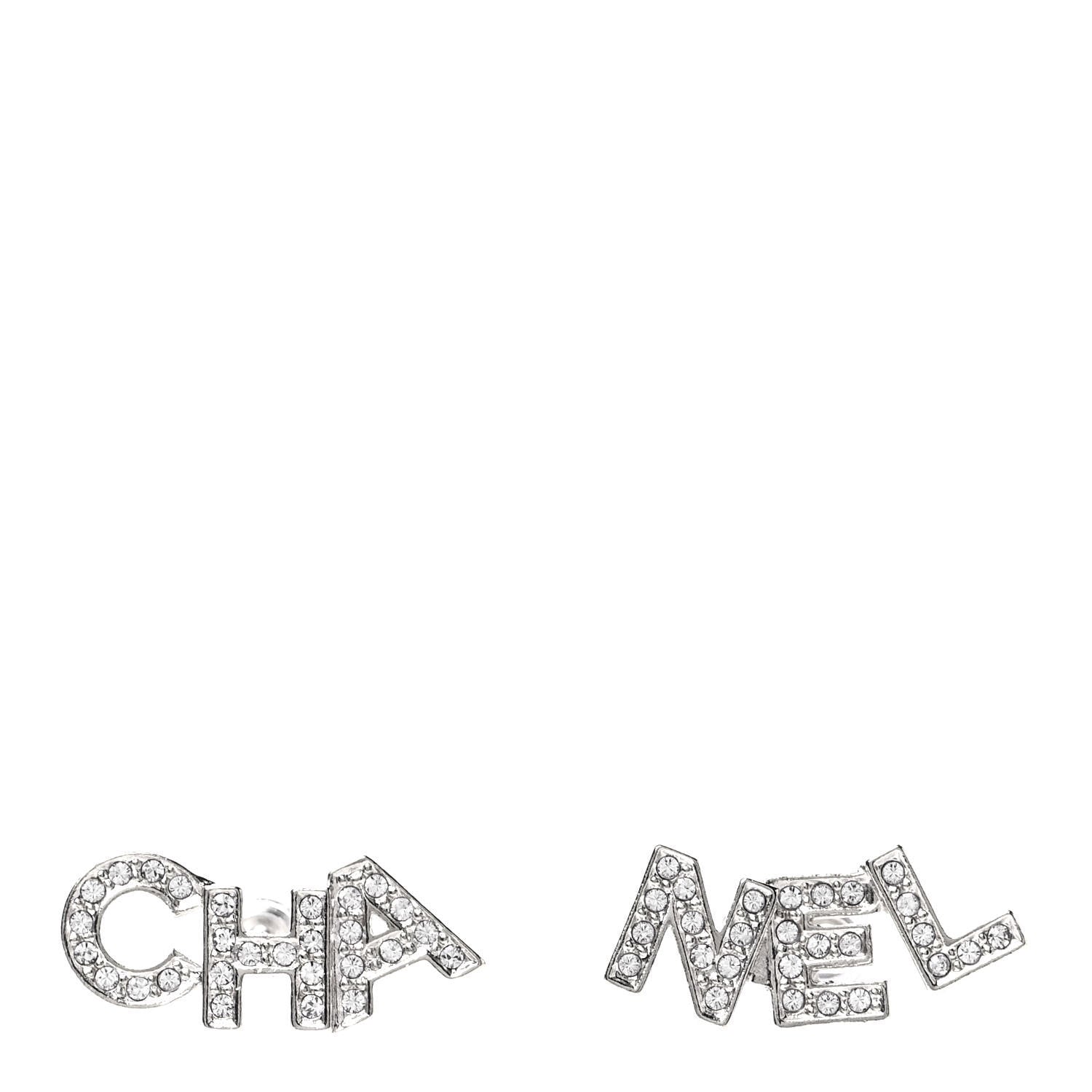 Chanel Crystal Pearl Signature Stud Earrings Gold 1 of 5