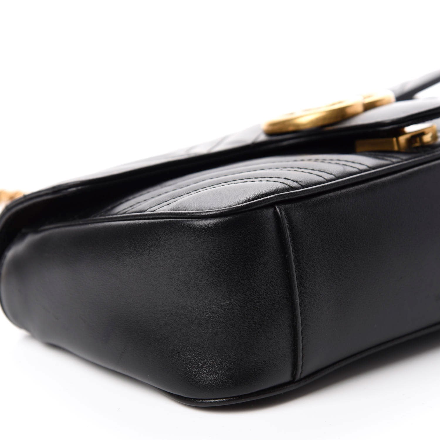 Gucci Calfskin Matelasse Small GG Marmont Shoulder Bag Black 6 of 12