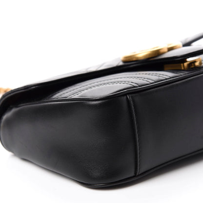 Gucci Calfskin Matelasse Small GG Marmont Shoulder Bag Black 6 of 12