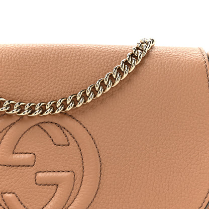 Gucci Pebbled Calfskin Medium Soho Flap Crossbody Camelia 8 of 12