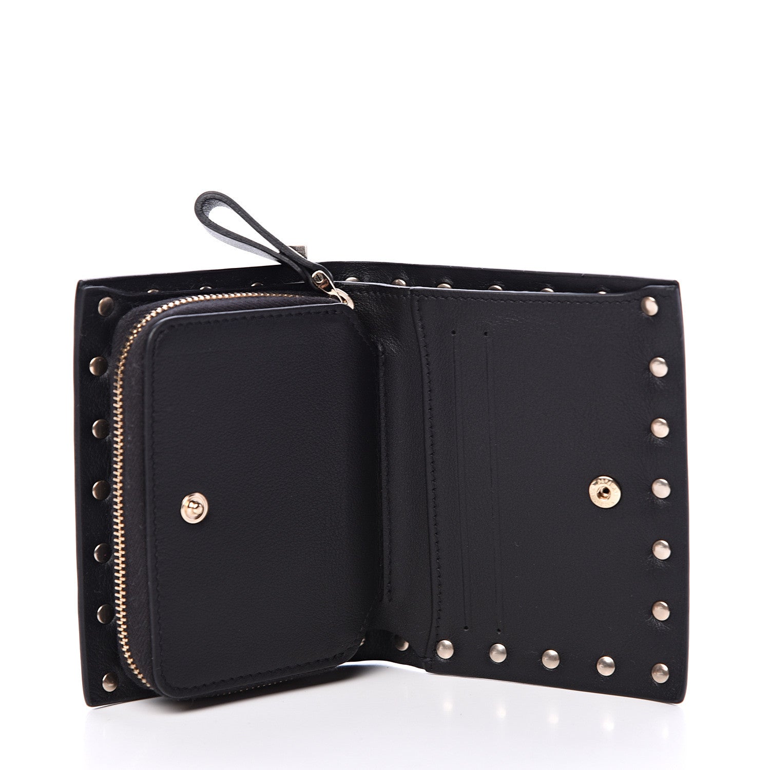 Valentino Garavani Calfskin Rockstud Compact Bi-Fold Wallet Black 4 of 9