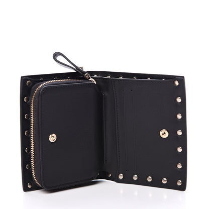 Valentino Garavani Calfskin Rockstud Compact Bi-Fold Wallet Black 4 of 9