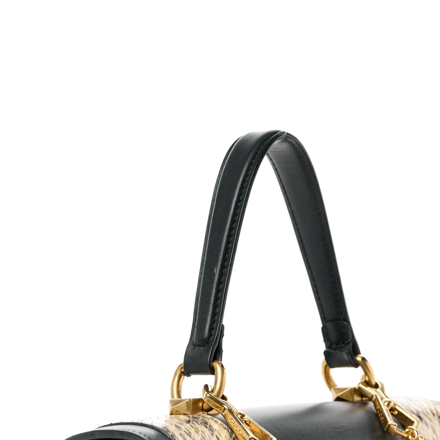 Calfskin Snakeskin GG Supreme Monogram Medium Osiride Top Handle Bag Black