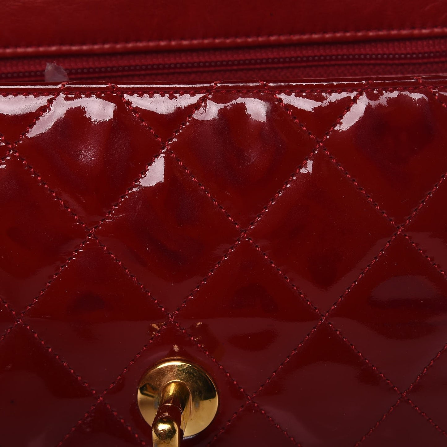 Patent Quilted Mini Square Flap Red