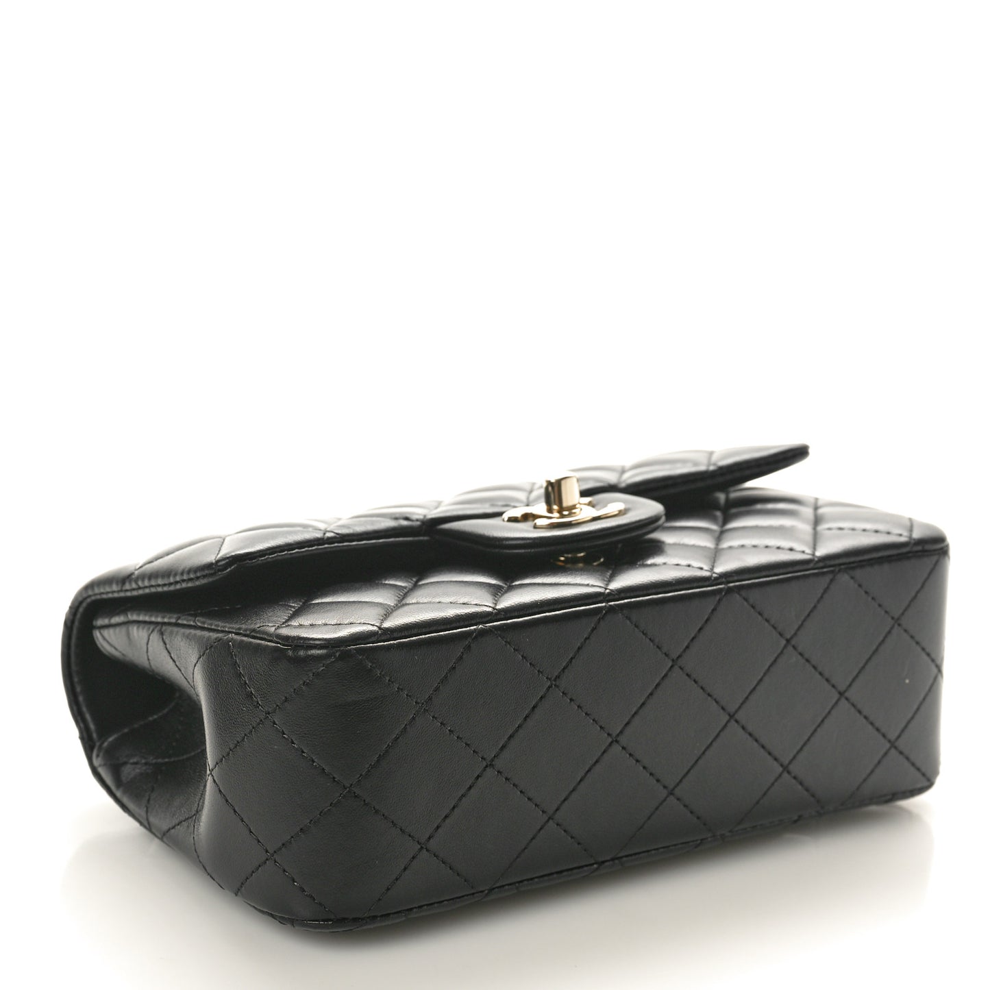 Lambskin Quilted Mini Top Handle Rectangular Flap Black