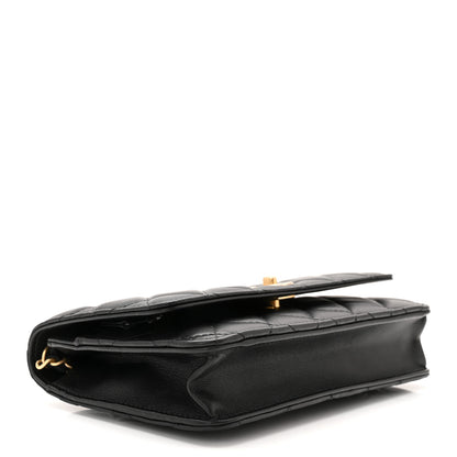 Chanel Lambskin Quilted CC Pearl Crush Wallet on Chain WOC Black 4 of 11