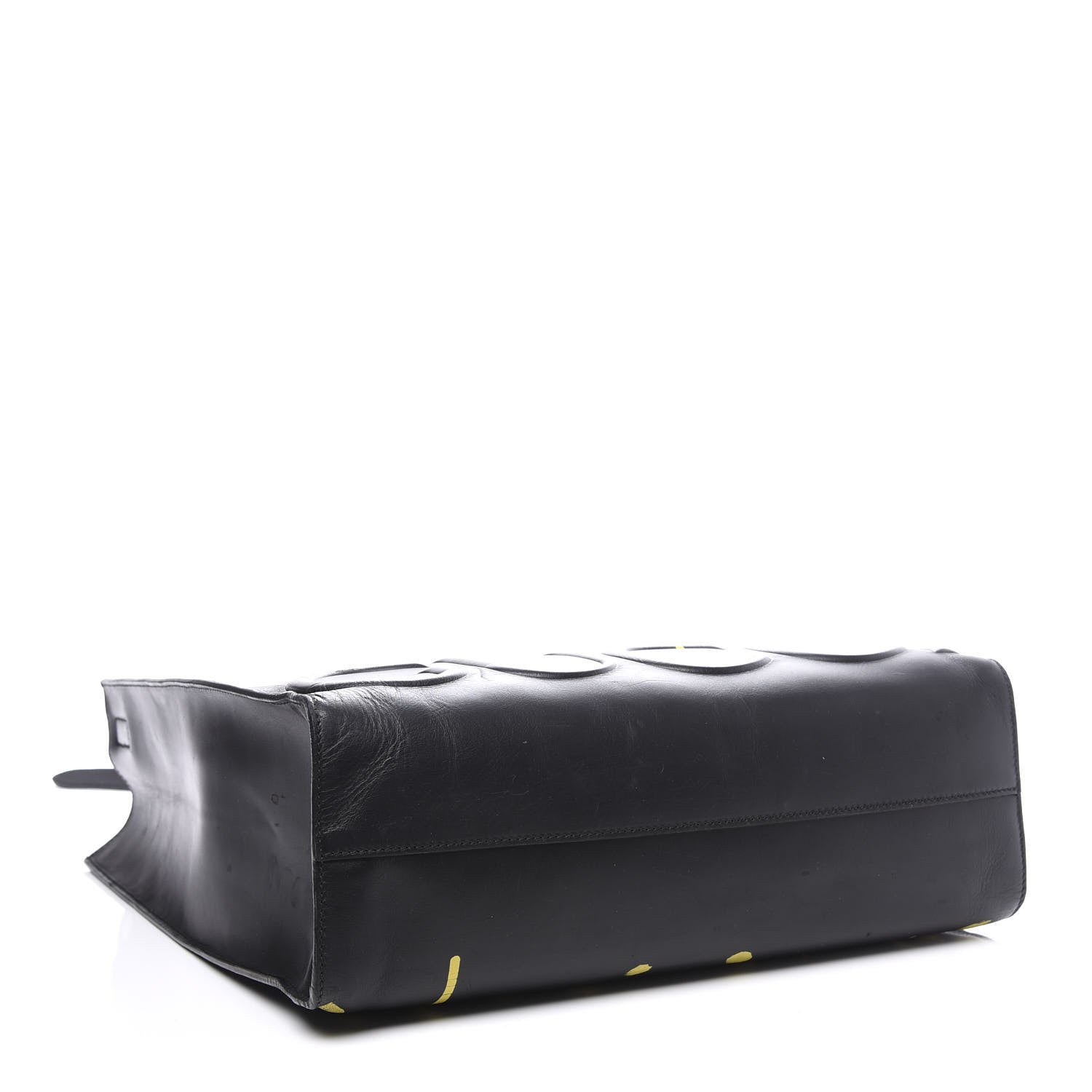 Gucci Calfskin GucciGhost Real Medium XL Tote Black Yellow 3 of 13