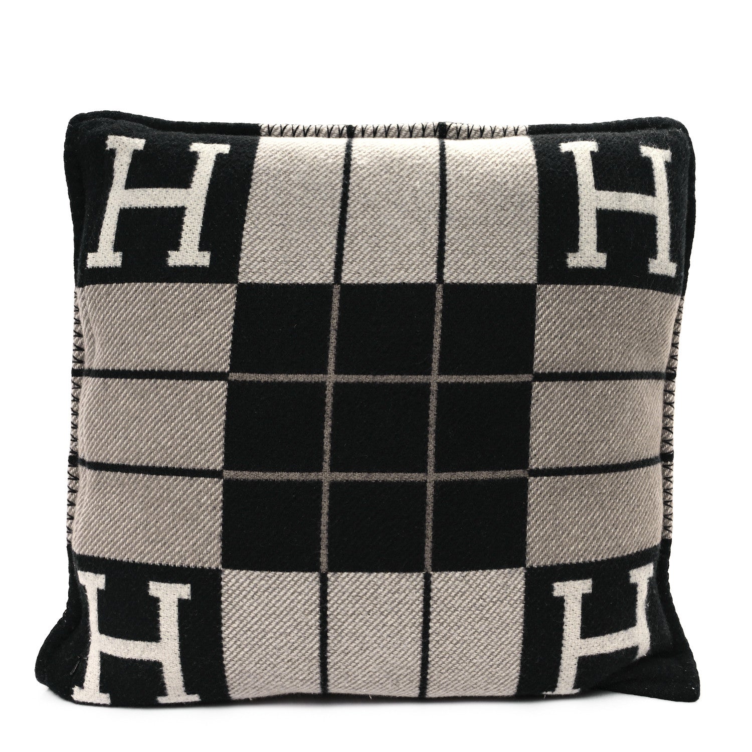 Hermes Wool Cashmere Avalon III Pillow PM Ecru Black 2 of 3