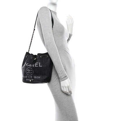 Chanel Lurex Canvas Deauville Drawstring Bag Navy Blue Gold 2 of 10