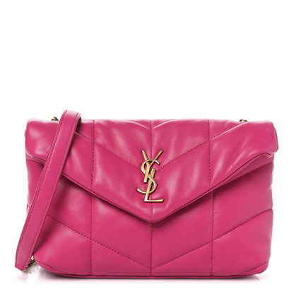 Saint Laurent Lambskin Quilted Toy Loulou Puffer Monogram Chain Satchel Bubblegum 1 of 11