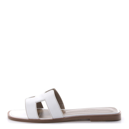Hermes Box Calfskin Oran Sandals 37 White 1 of 8