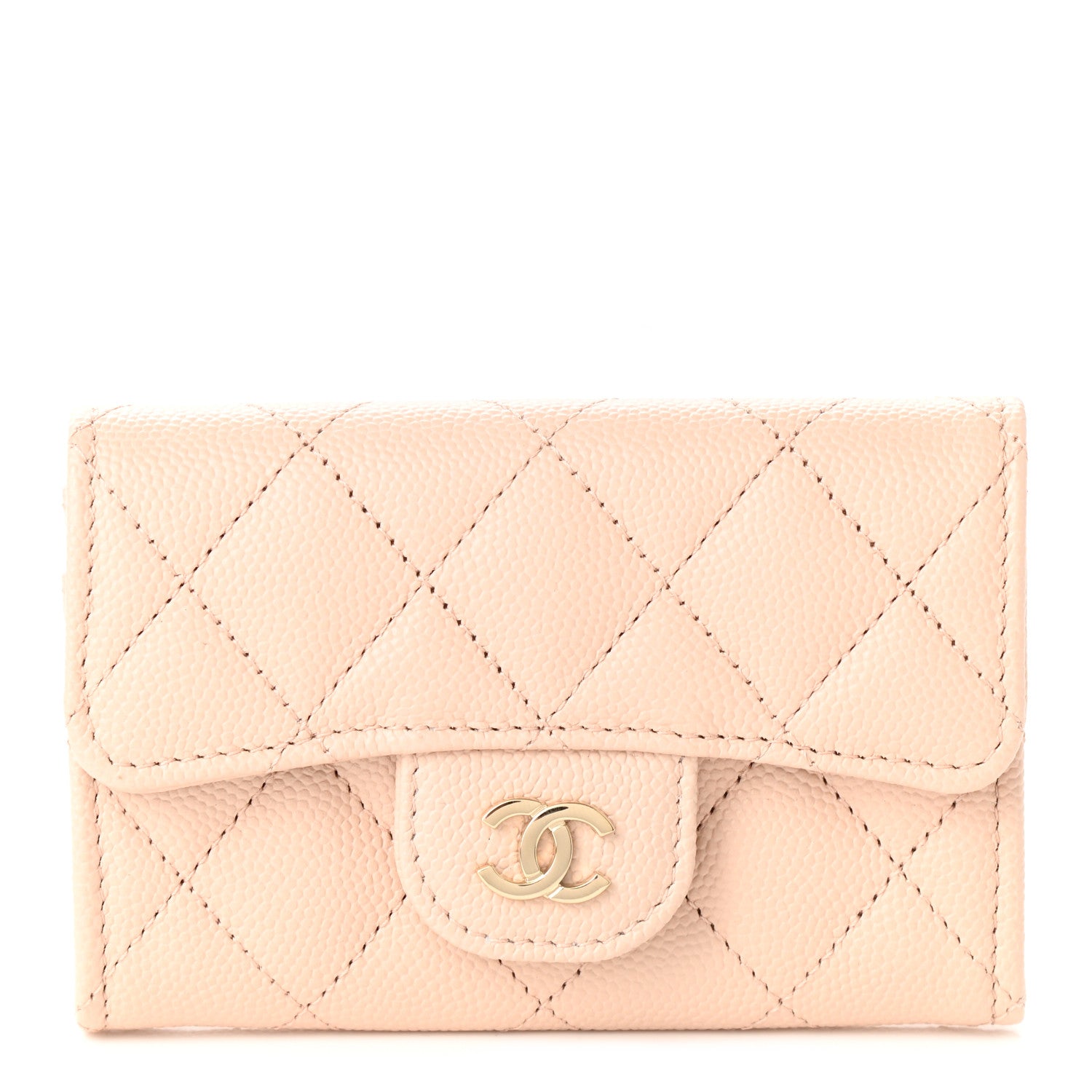 Chanel Caviar Quilted Flap Card Holder Wallet Beige 1 of 8