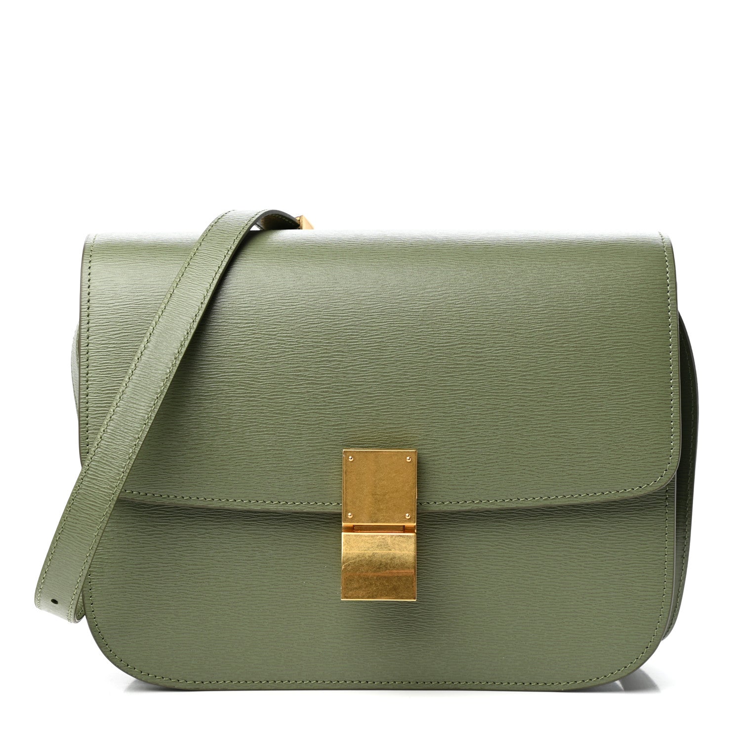 Celine Liege Calfskin Medium Classic Box Flap Bag Army Green 1 of 10