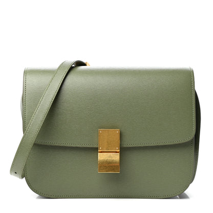 Celine Liege Calfskin Medium Classic Box Flap Bag Army Green 1 of 10