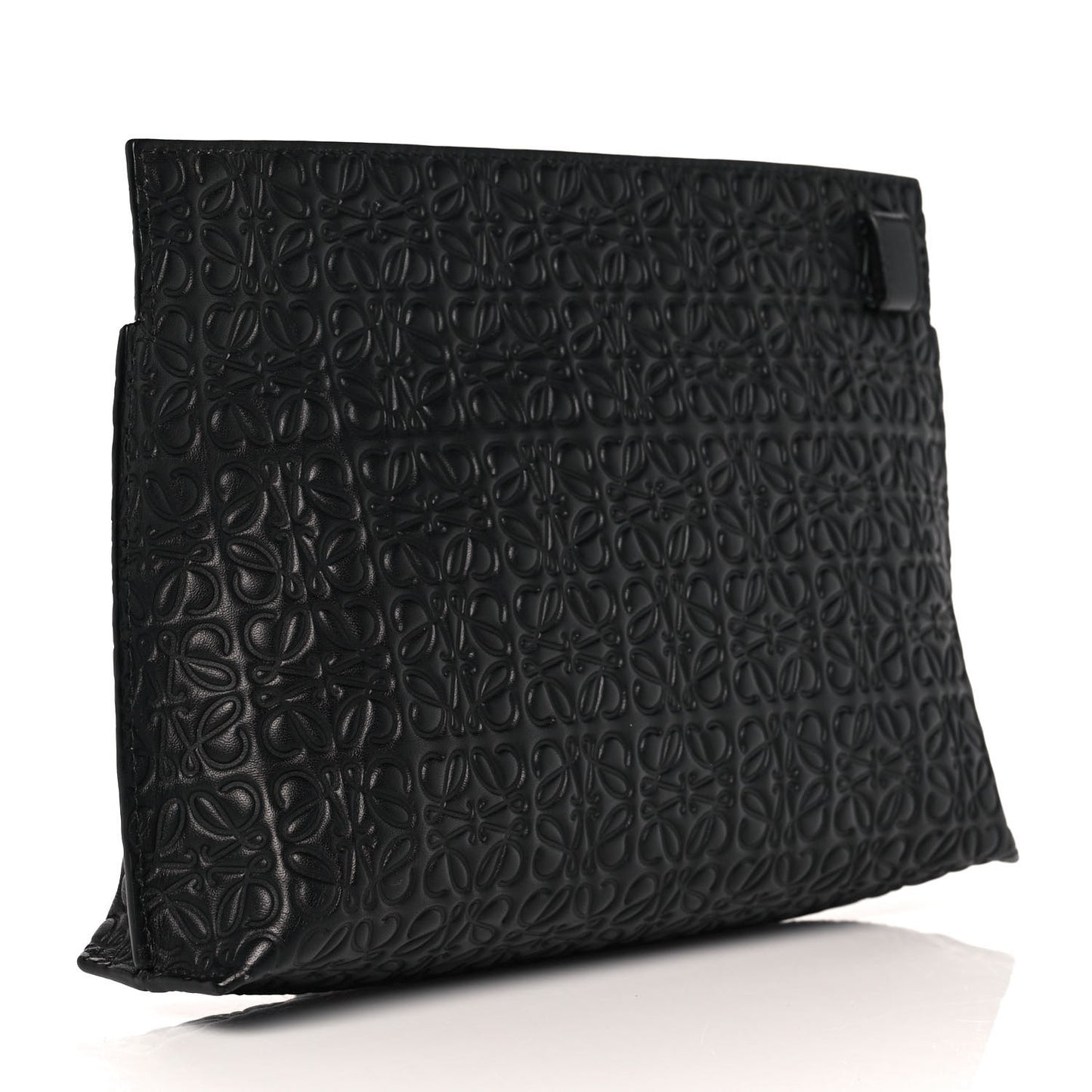 Calfskin Embossed Medium Repeat T Pouch Black