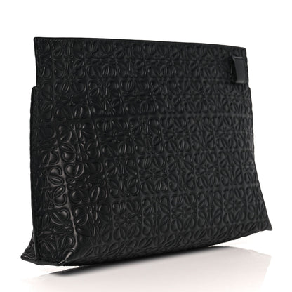 Loewe Calfskin Embossed Medium Repeat T Pouch Black 6 of 17