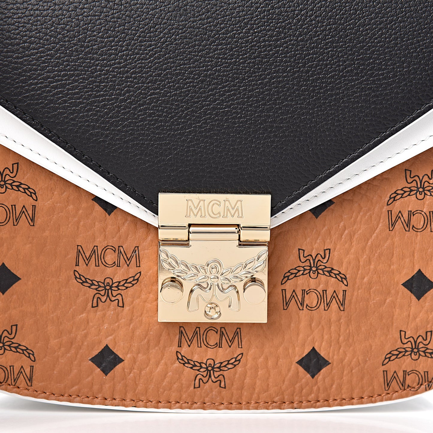 Visetos Calfskin Small Patricia Crossbody Bag Cognac Black White
