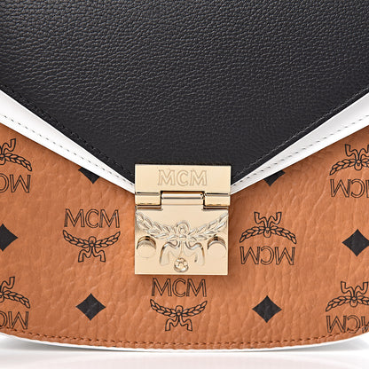 MCM Visetos Calfskin Small Patricia Crossbody Bag Cognac Black White 11 of 11