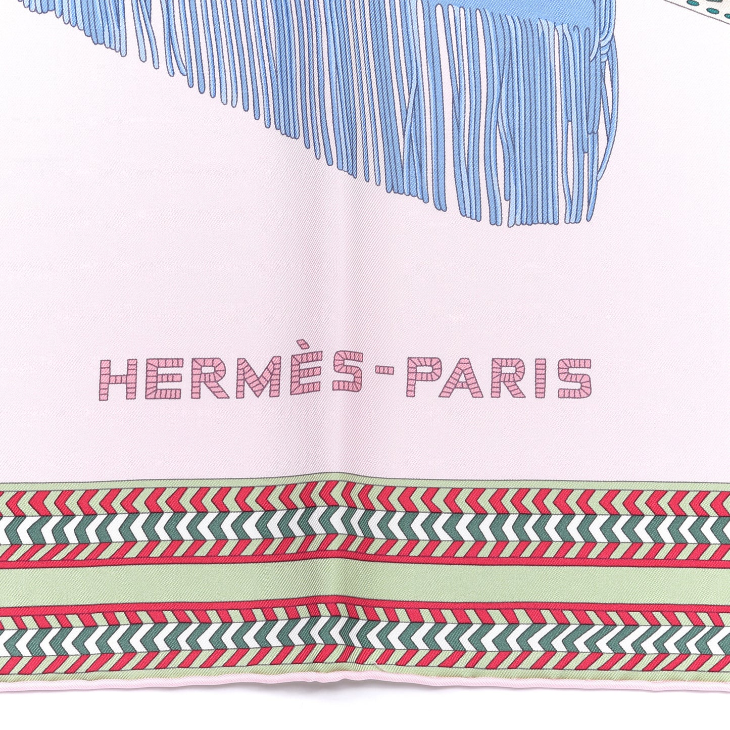 Silk Selle Des Steppes Scarf 90 Rose Pale Bleu Jean