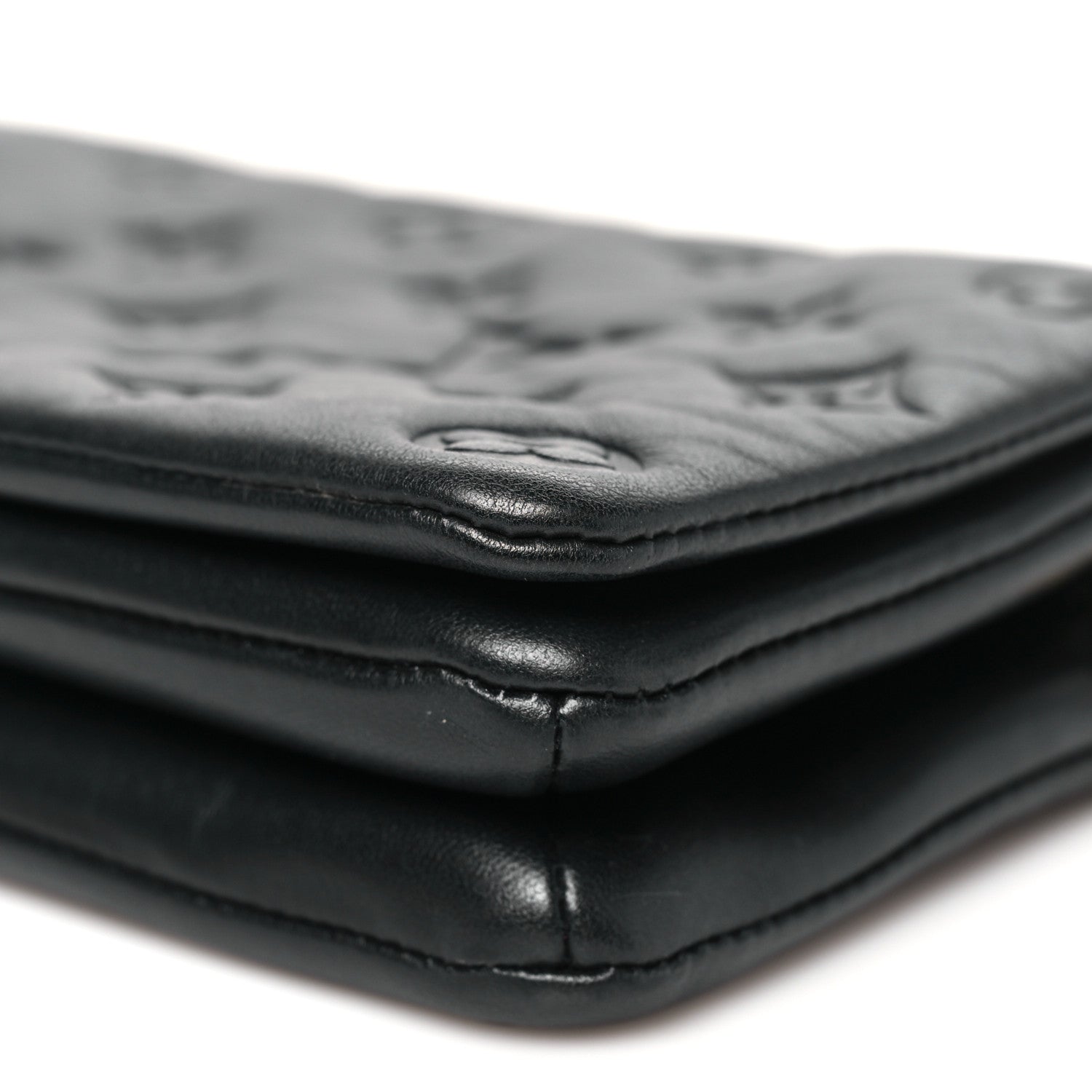Louis Vuitton Lambskin Embossed Monogram Pochette Coussin Black 9 of 10