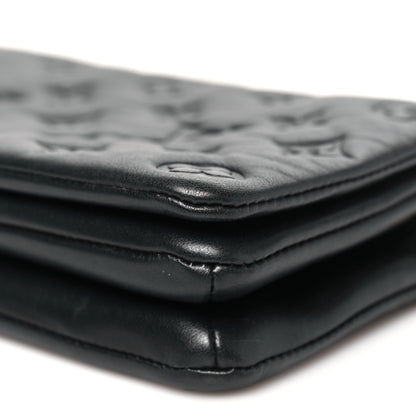 Louis Vuitton Lambskin Embossed Monogram Pochette Coussin Black 9 of 10