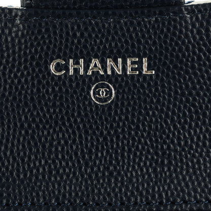 Chanel Caviar Chevron Quilted Compact Flap Wallet Navy 6 of 8