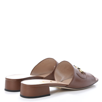 Gucci Malaga Kid Zumi Mid Heel Slide Sandals 39 Brown Papaya 4 of 14