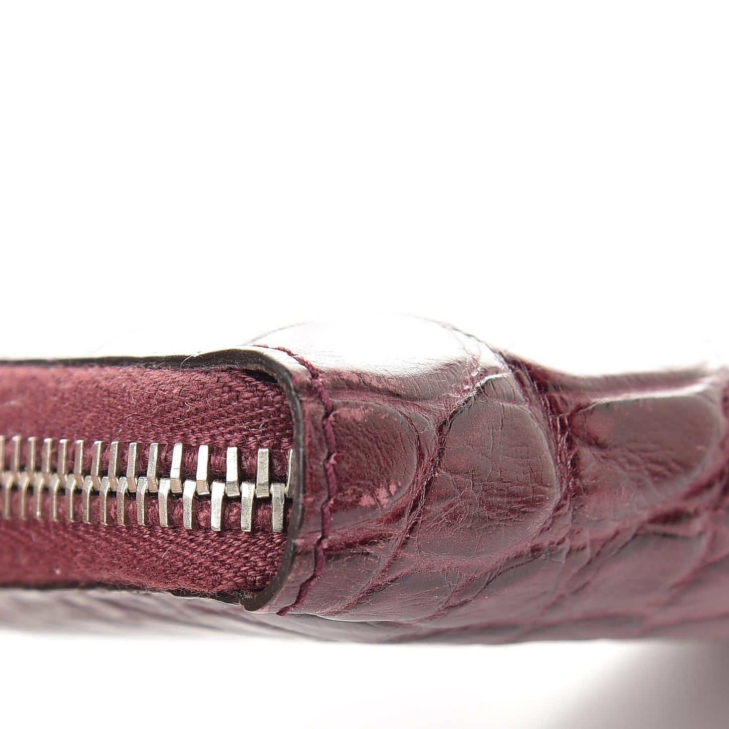 Crocodile Zip Around Card Case Cherry Gloss