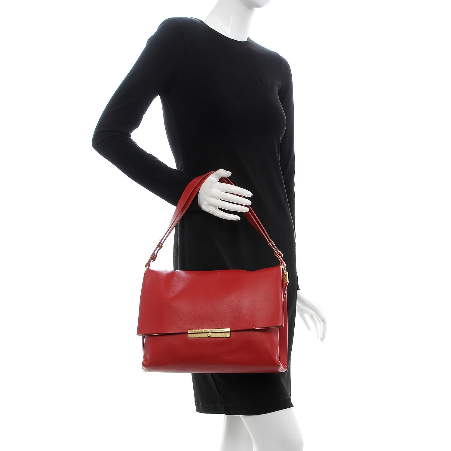Celine Calfskin Blade Flap Bright Red 2 of 10