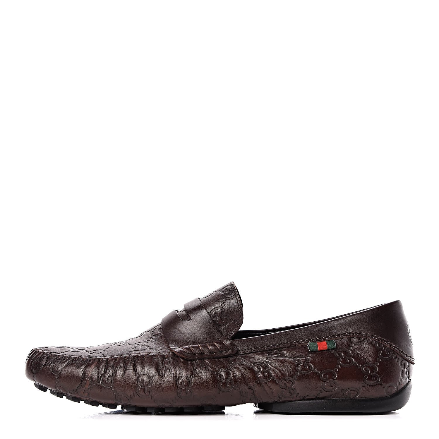 Gucci Guccissima Mens Penny Driver Loafers 9 Chocolate 1 of 12