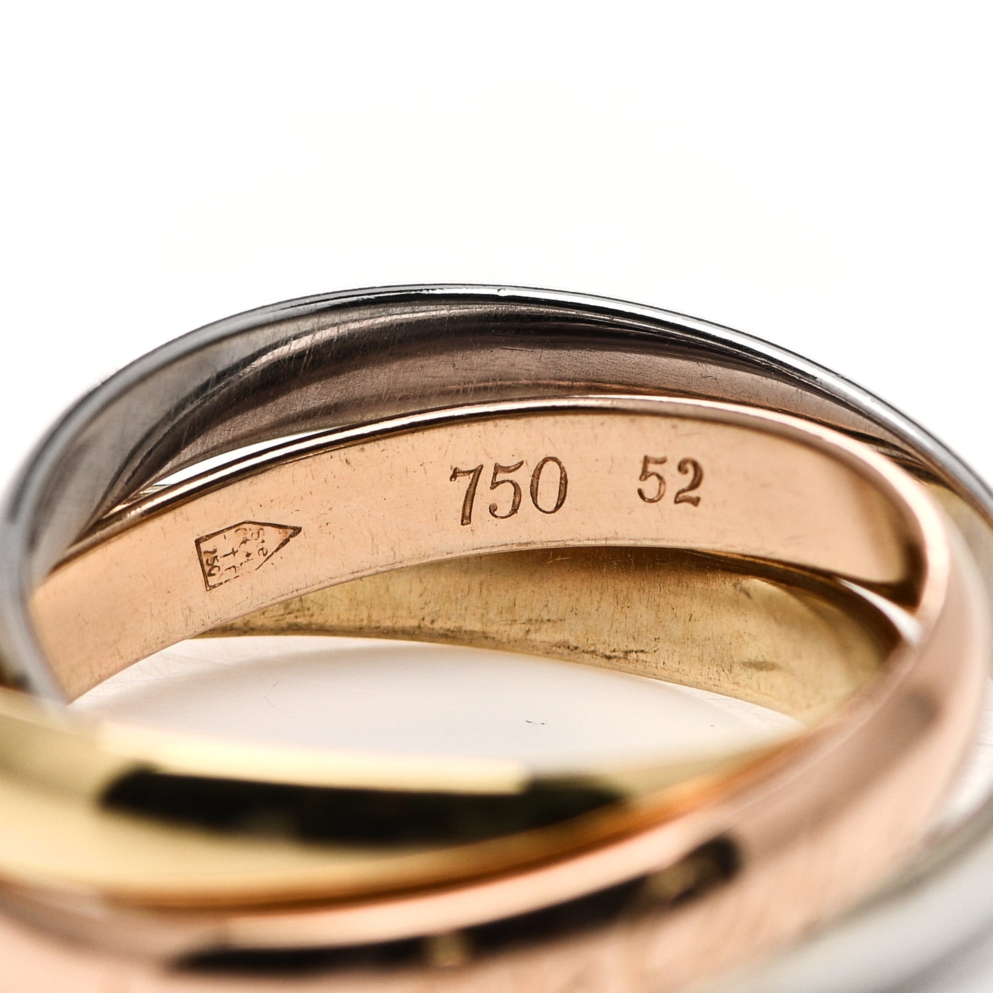 18K Pink Yellow White Gold Classic Les Must De Cartier Trinity Ring 52 6