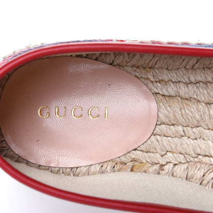 Gucci Canvas Sylvie Stripe Logo Womens Espadrilles 34.5 Mystic White Hibiscus Red Maritime 8 of 12