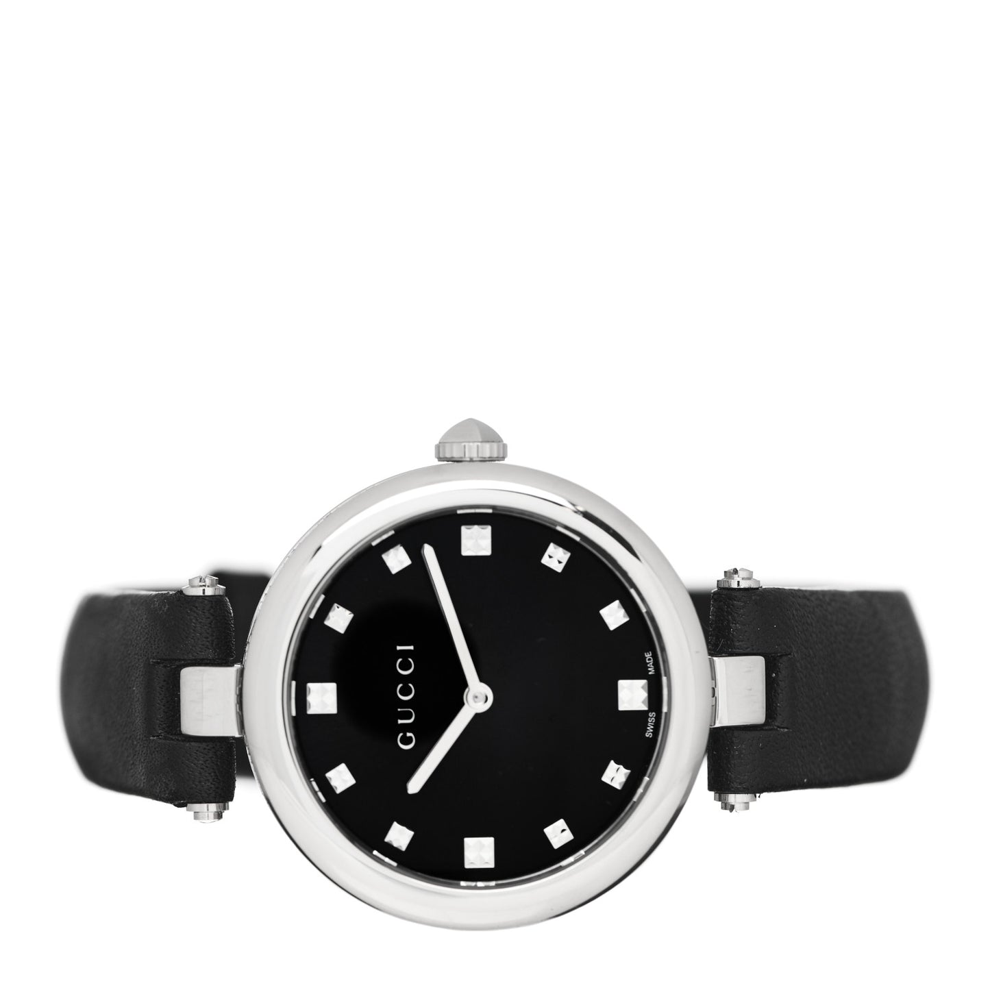 Stainless Steel Calfskin 32mm Diamantissima Quartz Watch Black