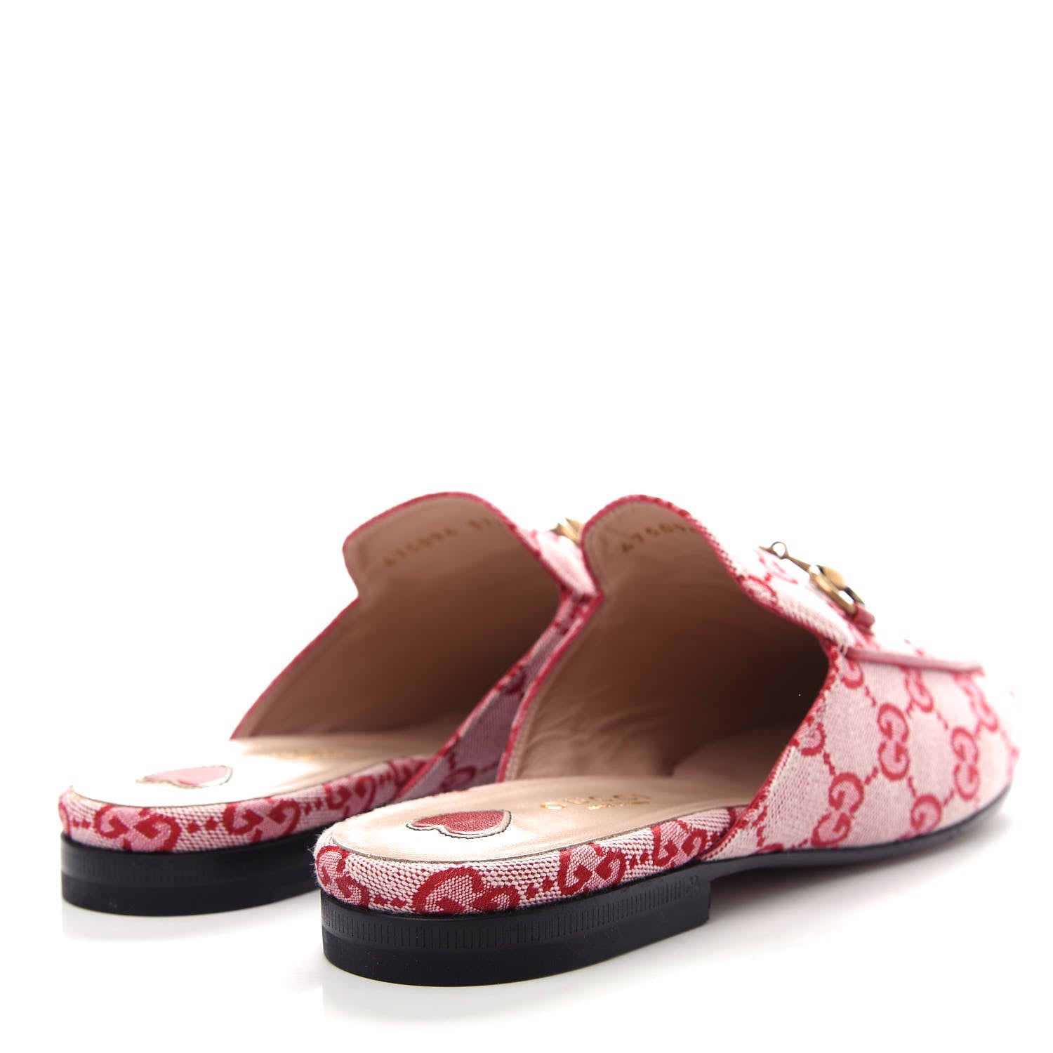Gucci Canvas GG Monogram Horsebit Womens Princetown Slippers 37.5 Gardenia Hibiscus Red 4 of 11