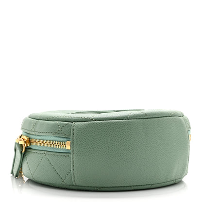 Chanel Caviar Quilted Small Round Vanity With Chain Light Green 4 of 11