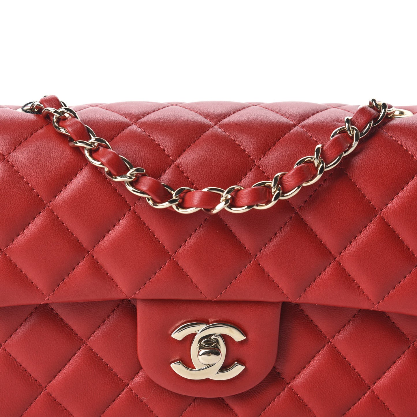Lambskin Quilted Mini Rectangular Flap Red
