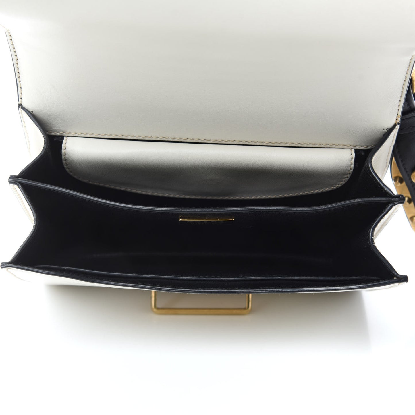 City Calfskin Saffiano Cahier Bag White Black