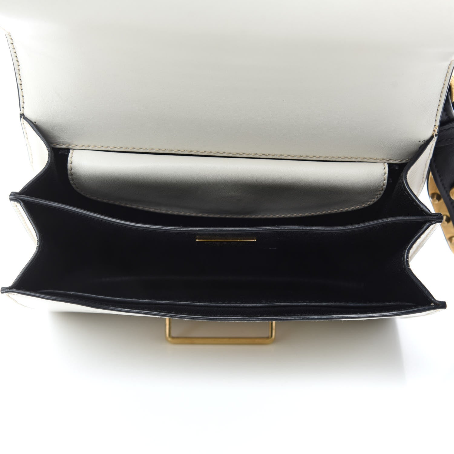Prada City Calfskin Saffiano Cahier Bag White Black 5 of 13