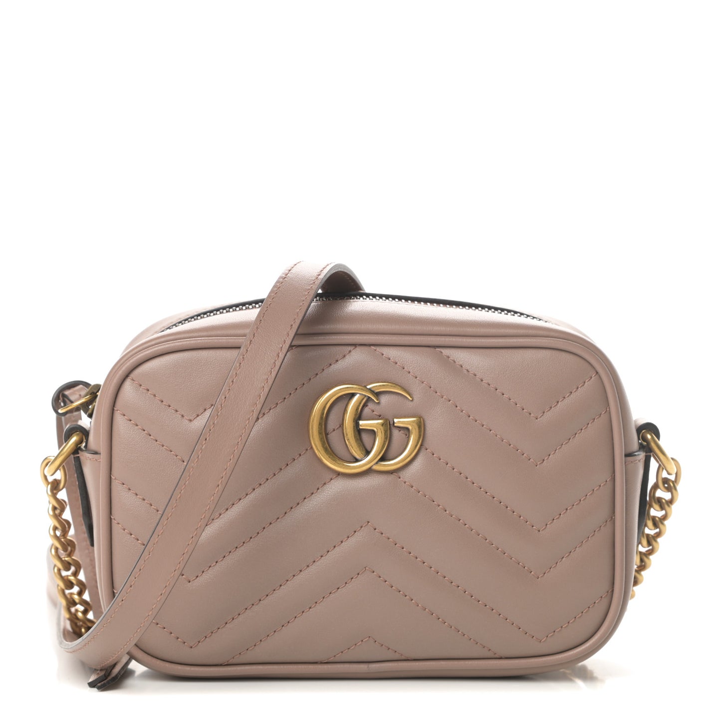 Calfskin Matelasse Mini GG Marmont Chain Shoulder Bag Porcelain Rose
