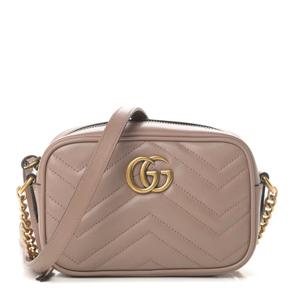 Gucci Calfskin Matelasse Mini GG Marmont Chain Shoulder Bag Porcelain Rose 1 of 11