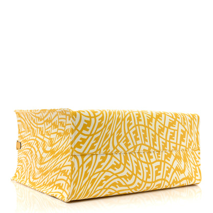 Fendi X SARAH COLEMAN Glazed Canvas Vitello King FF Vertigo Shopping Tote Bag Mimosa White 4 of 20